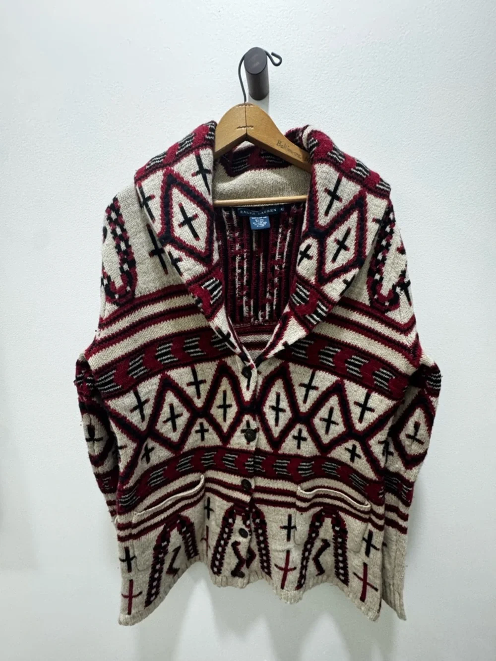 Ralph Lauren Southwestern Cardigan Shawl Collar Luxury knit M - Picture 6 of 6